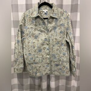 Charter Club Floral Utility Jacket - Blue and Brown